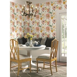 Wudnaye Floral Peel and Stick Wallpaper Vintage Peony Contact Paper 17inch×196.8nch Large Flower Wall Paper Self Adhesive Removable Wallpaper Waterproof for Bathroom Wall Cabinets Boho Bedroom Decor