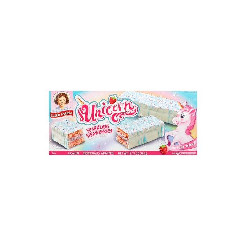 Little Debbie Unicorn Cakes, 48 Individually Wrapped Strawberry Cakes, 8