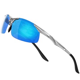 Glazata Polarized Sports Sunglasses, Polarized Glasses, UV 400, UV Protection, For Driving, Baseball, Bicycle, Running, Golf, Driving, ice blue