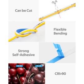 White COB Led Strip Lights 65.6FT/Roll 6500K 24V LED Light Strips with Remote Daylight White Dimmable COB LED Light Flexible LED Rope Light for Bedroom Cabinet Home DIY Lighting 480LED/S Hight Density