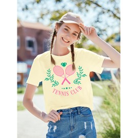 JINTING Tennis Shirts for Women - Tennis Club Heart Graphic Tees Game Day Short Pullover Tops Fans Gifts White