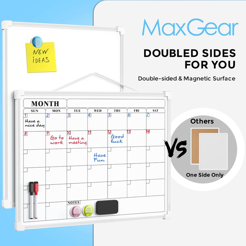MaxGear MaxGear Monthly Calendar Dry Erase Board for Wall, 16"x12"