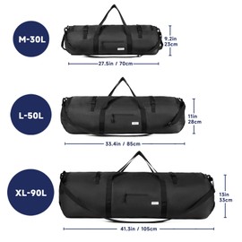 Arxus Sports Bag 90L 50L 30L Large Travel Bag Foldable Luggage Bag Women Men Weekender Swimming Bag with Shoulder Strap for Travel Sports Gym Camping, black