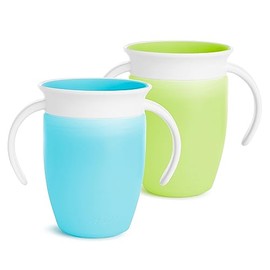 Munchkin Miracle 360 - Taza de entrenamiento, Verde/Azul, 7 onzas (2 piezas)