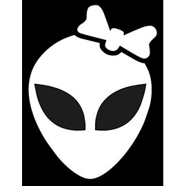 SixtyTwo24 Alien Girl face Sticker - 5" Decal {White}- Roswell Alien, Area 51, Space Ship, Abducted, Flying Saucer, Planet, Roswell NM, UFO, Tablet car, Computer, Sticker Decal