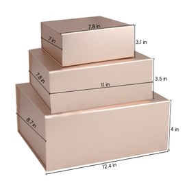 Rsgift Rose Gold Magnetic Empty Gift Box,7.8x7x3.1 Inches Gift Boxes with Lids,Groomsmen Bridesmaids Gifts,Engagements,Bridal Showers,Valentine's Day,Thanksgiving Day,Christmas Gift Boxes