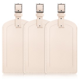 3 Pack Luggage Tags for Suitcases, TSA Approved Bag Tags, Baggage Tags with Privacy Protection, Travel Essentials Luggage Accessories, Ivory