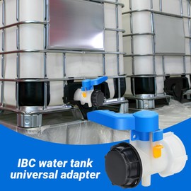 Riisoyu IBC Valve, 62 mm DN40 Thread Outlet Valve, Universal Adapter, IBC Outlet Tap, Flap Tap, 1000 L, IBC Tank Tap, Barrel Valve for Water Tank, IBC Container Valve for Water Butt and Container