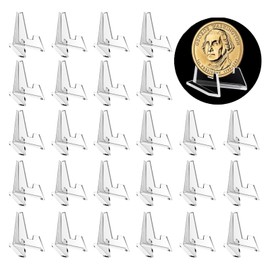AIMUMEIF Pack of 50 Card Stands, Acrylic Stands, Mini Coin Holder, Transparent Coin Holder, Medal Holder, Card Stand, Display Easel for Coins, Pocket Watches, Medals