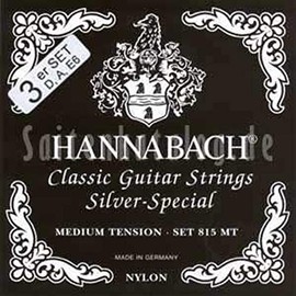 Hannabach 652778 Series 815 Professional Pack Bass Strings Medium Tension Silver Special for Classic Guitar