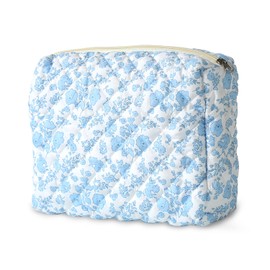 keppesring Makeup Bag for Women Cosmetic Bag,Printed cotton material Cosmetic Bag,Makeup Pouch Cute Makeup Bag,Purse Zipper Storage Bag Floral Toiletry Organizer Bag for girls(Orchid)