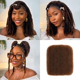 Afro Kinkys Bulk Human Hair, 16 Inch 50G/Pack Soft 4C Afro Kinky-Curly Human Hair Bulk for Twist Dreadlocks Extensions Repair Locs #4 Dark Brown 1 Pack (4#, 16Inch)
