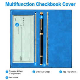 CASMONAL Premium Leather Checkbook Cover for Men and Women Checkbook Holder Wallet RFID Blocking