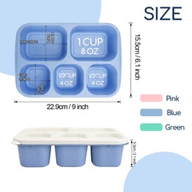 Shopwithgreen Bento Box Lunch Boxes, Snack Box Containers for Kids Adults, 5 Compartment Reusable Meal Prep Containers with Lids, 3 Pack