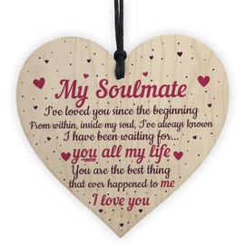 RED OCEAN Soulmate Gifts Wooden Heart Plaque Anniversary Birthday I Love You Gifts For Him For Her