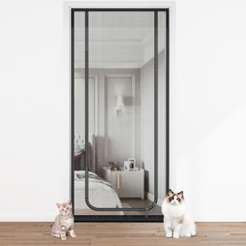 Cat Screen Door, Thickened Heavy Duty Pet Screen Door for Dogs Cats Mosquitos, Partition Mesh Cat Door Screen for Living Room, Kitchen, Bedroom, Cat Door Screen no Escape with Zipper (200 * 80CM)