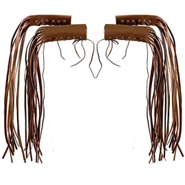vogueteen Motorcycle Leather Brake Clutch Lever Fringe Long Tassels Grip Handlebar Grip Covers Fringe Streamers Tassel (AB)