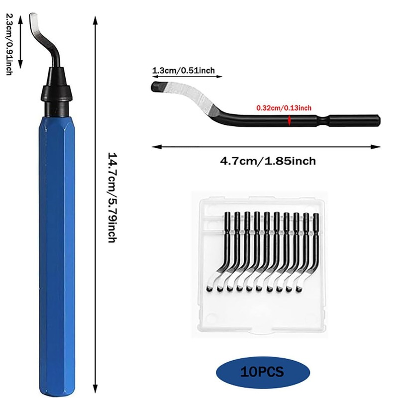 LimCryspp Metal Deburring Tool, With 10 High-Speed Steel Blades, Suitable