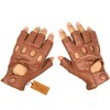 Bantoro Crafts Premium Brown Sheepskin Fingerless Gloves - Comfortable, Breathable,