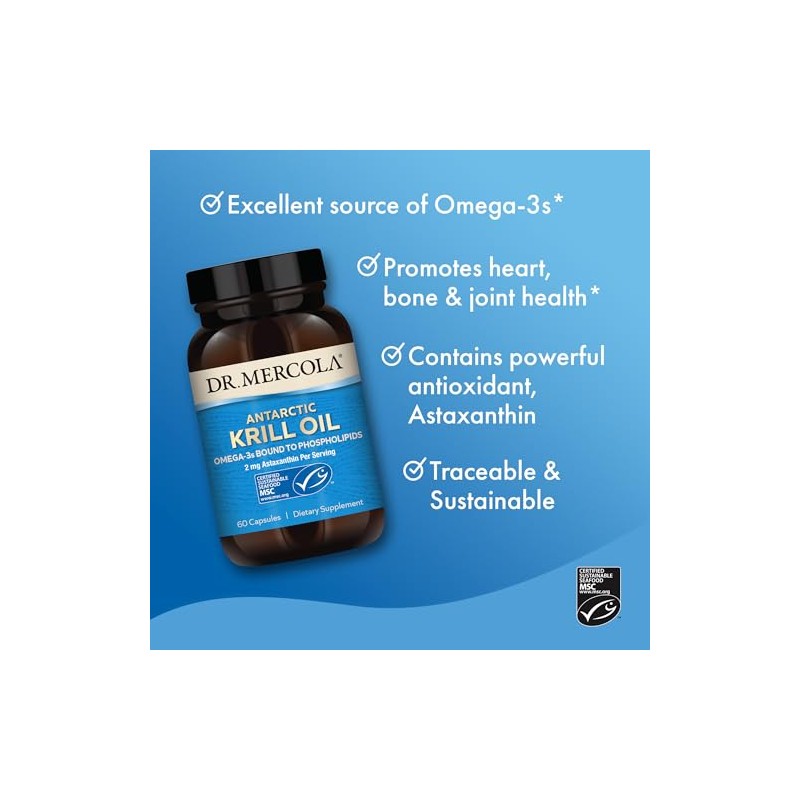 Dr. Mercola - Aceite de Krill Antártico, 1000 mg, 60