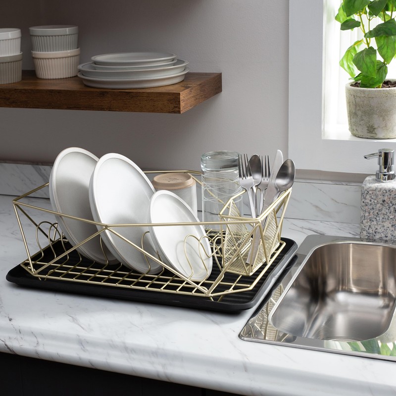 Kitchen Details Geode Deluxe Dish Drying Rack with Drain Board
