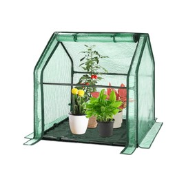 U'Artlines Portable Mini Greenhouse Small Green House with Waterproof Pad 36x18x33 Inch Plant Cover Tent for Garden Small Plants Indoor Outdoor, Green PE