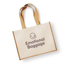 D Design Invent Print! Canvas Tote Gift Shopping Bag Funny Reusable Travel Shoulder Bag for Ladies Women Grocery Bag for Life 42cm x 33cm x 19cm (Natural - Emotional Baggage)