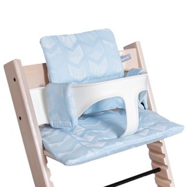 Hoppediz High Chair Seat Cushion Set Suitable for Stokke Tripp Trapp 2-Piece 100% Organic Cotton Amsterdam Aqua Design