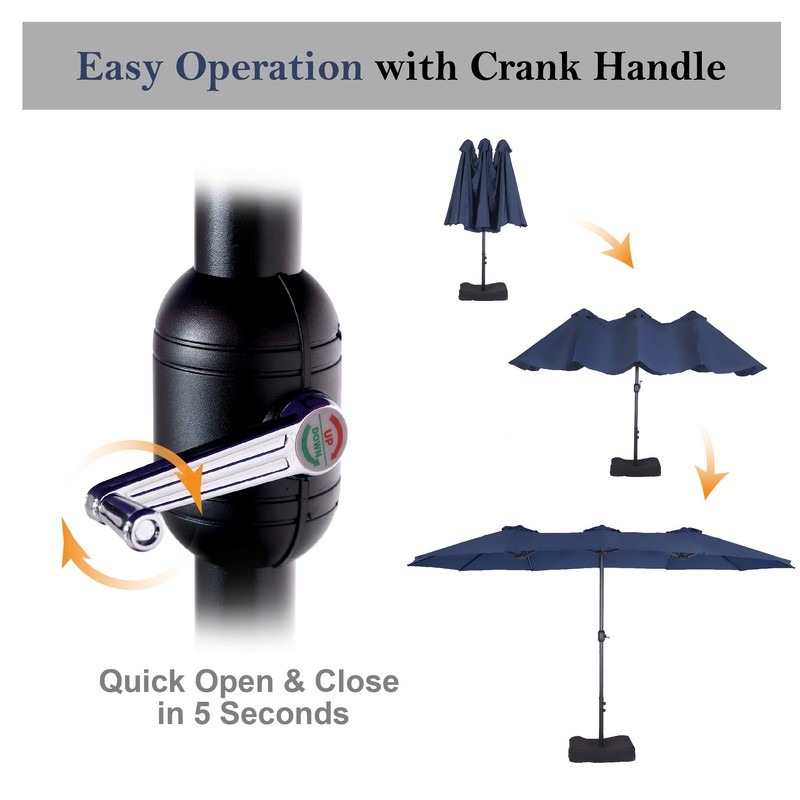 PHI VILLA 15'x9' Extra Large Patio Umbrella (Base Included) Rectangular