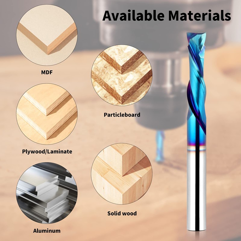 EANOSIC 5PCS Spiral Router Bits Up/Down Cut Compression Bit 1/4