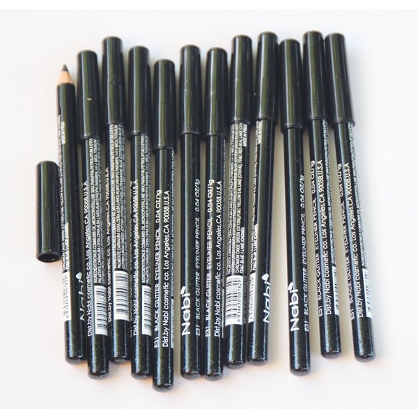 12 pcs NABI E31 BLACK GLITTER Eye Liner Eyeliner Pencil 