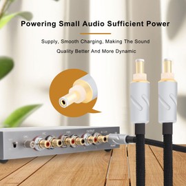 Monosaudio DC Cable HiFi Audio DC Cable High Purity OFC 4N 99.998% Pure Silver DC Extension Cord 5.5mmx2.1mm 12V 0.5A Audiophile Power Cord for Audio,Speakers,S ubwoofers, Home Theater,Amp（1M/3.3Ft）