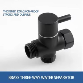 3-Way Solid Brass black Shower Arm Diverter Valve G1/2 Thread - Universal Bathroom Replacement for Handheld and Fixed Showerheads - Tool-Free Installation Leak-Proof Design