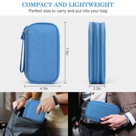 FYY Electronic Organizer, Travel Organizer Bag Pouch, Electronic Accessories Carry Case, Portable Waterproof Double Layers All-in-One Storage Bag for Cable, Cord, Charger, Phone, Earphone, Cyan