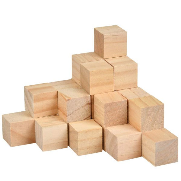 TIMESETL 30 Pieces Unfinished Smooth Wooden Cubes 3 x 3