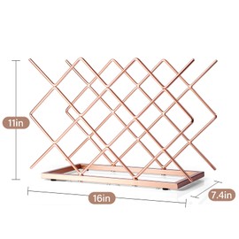 Drincarier Countertop Wine Rack - 10 Bottle Freestanding Modern Rose Gold Metal Small Wine Rack - Tabletop Wine Holder Stand for Cabinet, Pantry, Wine Bottle Storage…