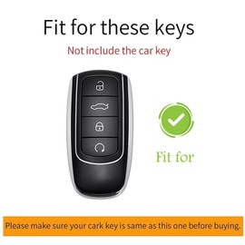 ontto Leather Key Case Car Key Case Key Cover Protective Case Compatible with Chery Tiggo 8 Pro Tiggo 8 Plus 5Plus 7 Pro Omoda 5 Metal Housing Key Ring 4 Buttons B Black