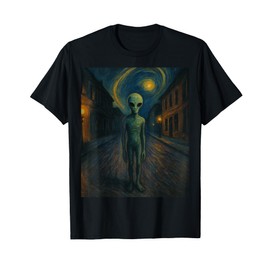 Alien UFO Tee Van Gogh Style Starry Night Cryptozoology T-Shirt