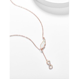 KINGWHYTE 925 Sterling Silver Infinity Necklaces for Women, Opal Guardian Angel Wing Tassel Pendant Necklace Rose Gold Plated Jewellery Gifts For Women Girls Mum Daughter