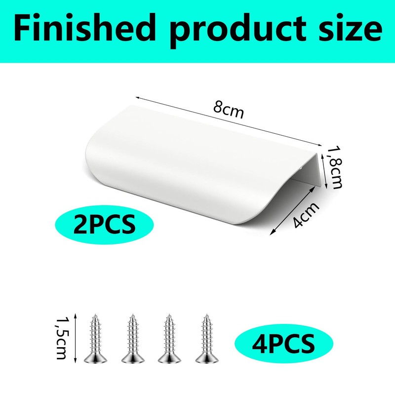 QZKJQDD 2 Pack White Kitchen Cupboard Handles Finger Edge Pulls