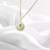 Handmade Vintage Style Green Jade Sterling Silver Necklace with 14K