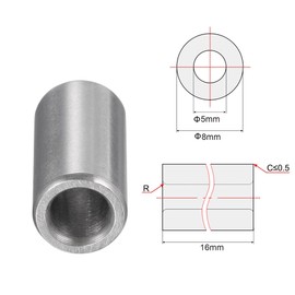 sourcing map Sleeve Bearings 5mmx8mmx16mm Chrome Steel Oilless Bushing 6pcs