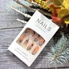 Hallowen Press on Nails Medium Almond Spider Web False Nail Full Cover Glossy Acrylic Artificial Fingernails Spider Pattern Halloween Nail Orange Gradient Press Ons Festival Stick on Nails for Women