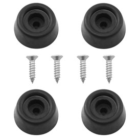 DGHAOP 4PCS Billiard Cue Butt Protector Pads (with 4 Screws) Billiard Cue Rubber Bumper Pool Accessories Billiard Cue Butt Sleeve Cue Rubber Flat Bottom Support Black