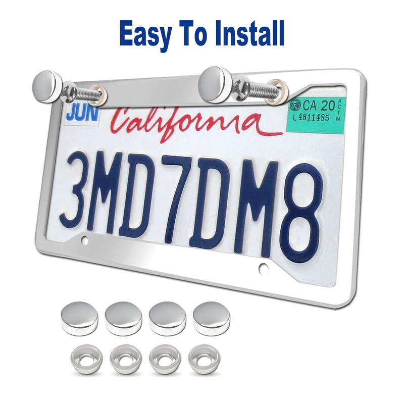 BGGTMO Stainless Steel License Plate Frames- 2 Pack Heavy Duty