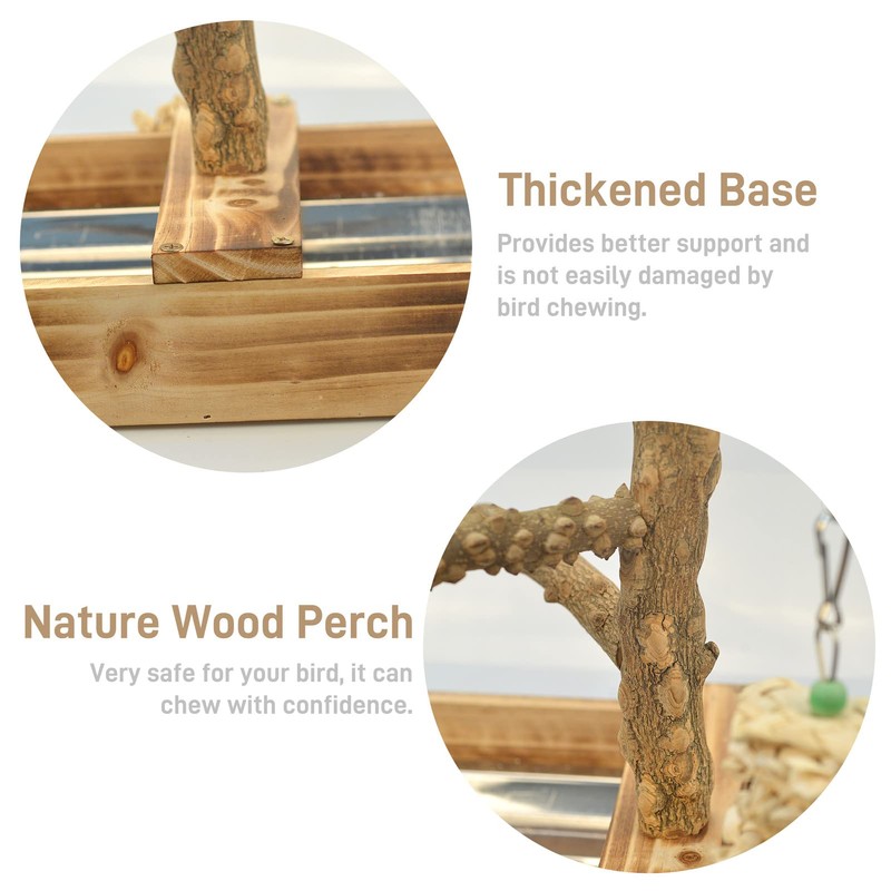 LIMIO Natural Wood Bird Toys Playground, Bird Cage Accessories, Bird