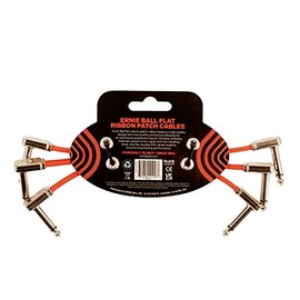 Ernie Ball Paquete de 3 cables de conexión de cinta plana de 6 pulgadas - Rojo