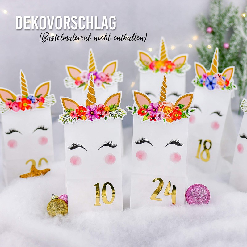 Papierdrachen 24 Advent Calendar Number Stickers - Gold | Number