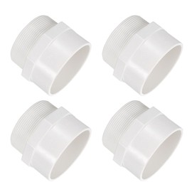 uxcell 4 Pcs Union PVC Pipe Fitting 2.5" Male Adapter Thread Connector Pipe Sink Drain Adapters for Connecting Pipes, White