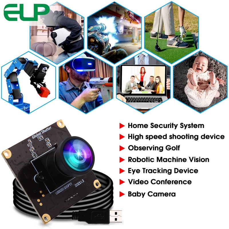 ELP 1080P 90FPS Global Shutter USB Camera 2MP High Speed